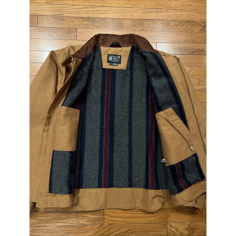 Carhartt Detroit Jacket 103828 Brown Duck Canvas Blanket Lined Mens Large - Picture 9 of 16